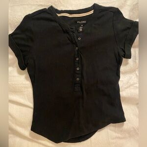 Pilcro, XS, ribbed, black, henley t-shirt. Rolled sleeves. Very soft.